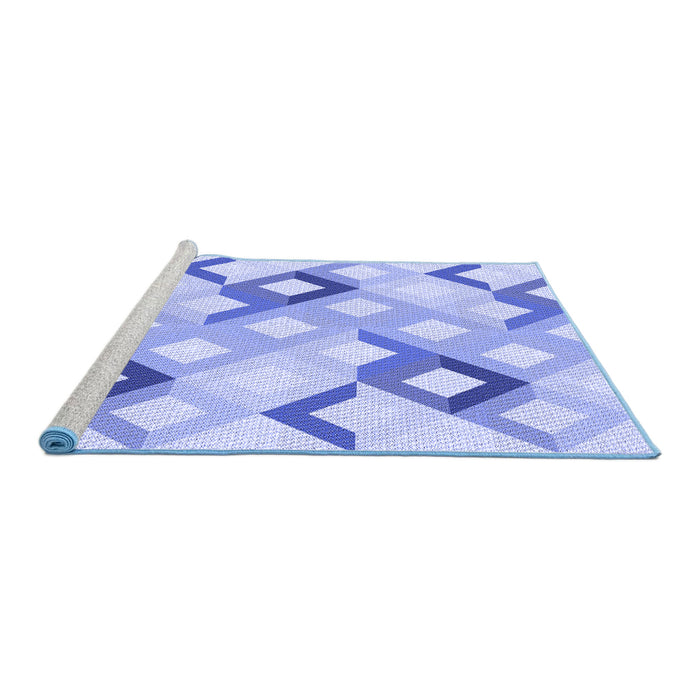 Sideview of Machine Washable Transitional Blue Rug, wshpat1494blu