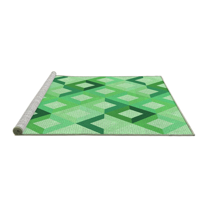 Sideview of Machine Washable Transitional Jade Green Rug, wshpat1494grn