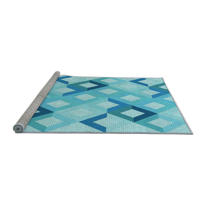 Sideview of Machine Washable Transitional Deep Sky Blue Rug, wshpat1494lblu