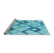 Sideview of Machine Washable Transitional Deep Sky Blue Rug, wshpat1494lblu