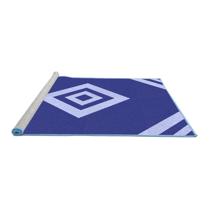 Sideview of Machine Washable Transitional Cobalt Blue Rug, wshpat1495blu