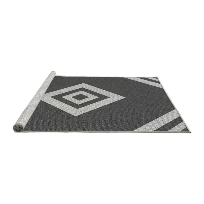 Sideview of Machine Washable Transitional Gunmetal Gray Rug, wshpat1495gry