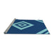 Sideview of Machine Washable Transitional Blueberry Blue Rug, wshpat1495lblu