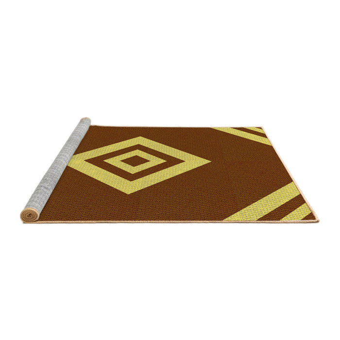 Sideview of Machine Washable Transitional Caramel Brown Rug, wshpat1495yw