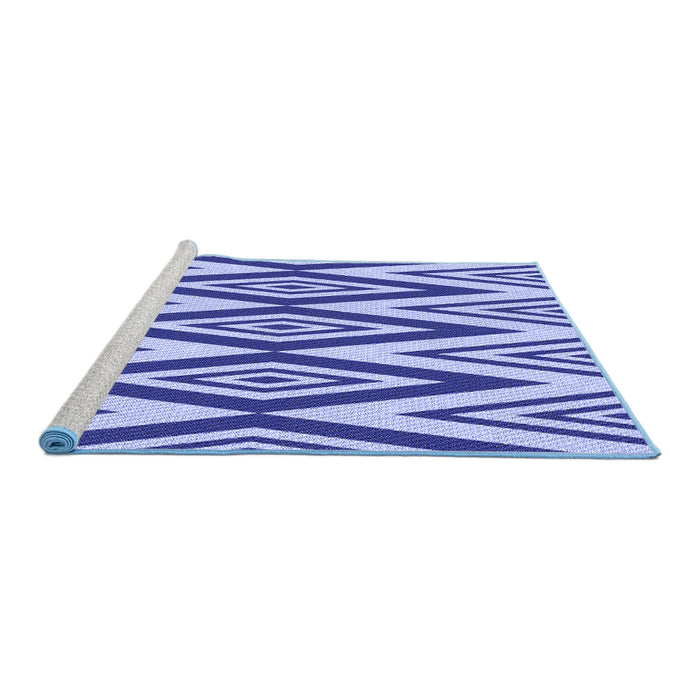 Sideview of Machine Washable Transitional Blue Rug, wshpat1496blu