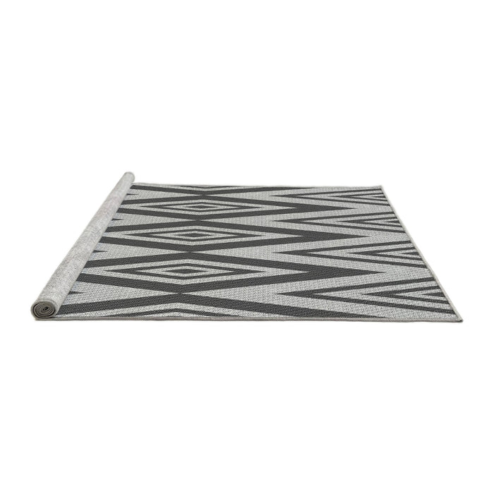 Sideview of Machine Washable Transitional Platinum Silver Gray Rug, wshpat1496gry