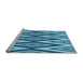 Sideview of Machine Washable Transitional Blue Rug, wshpat1496lblu