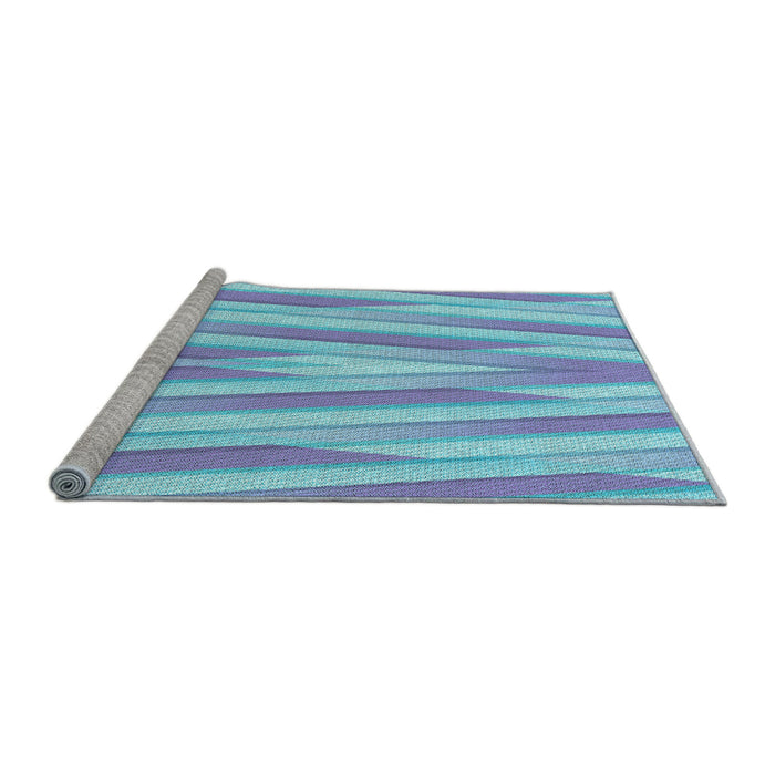 Sideview of Machine Washable Transitional Blue Rug, wshpat1497lblu