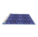 Sideview of Machine Washable Transitional Blue Rug, wshpat1498blu