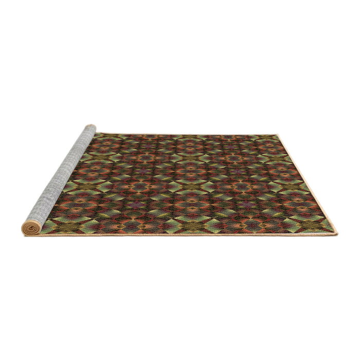 Sideview of Machine Washable Transitional Night Red Rug, wshpat1498brn