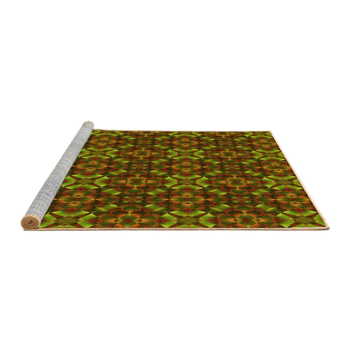 Sideview of Machine Washable Transitional Dark Yellow Green Rug, wshpat1498yw