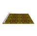 Sideview of Machine Washable Transitional Dark Yellow Green Rug, wshpat1498yw