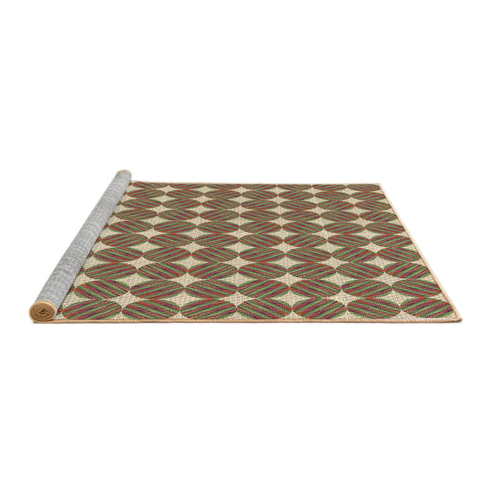 Sideview of Machine Washable Transitional Avocado Green Rug, wshpat1499brn