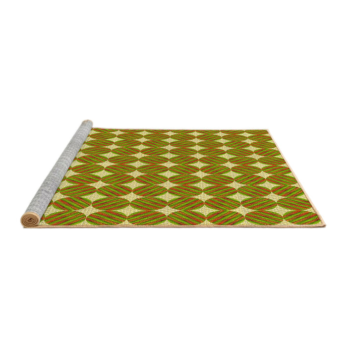 Sideview of Machine Washable Transitional Green Rug, wshpat1499yw
