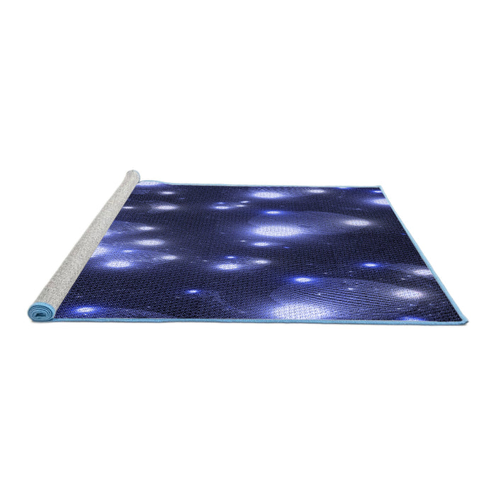 Sideview of Machine Washable Transitional Night Blue Rug, wshpat15blu