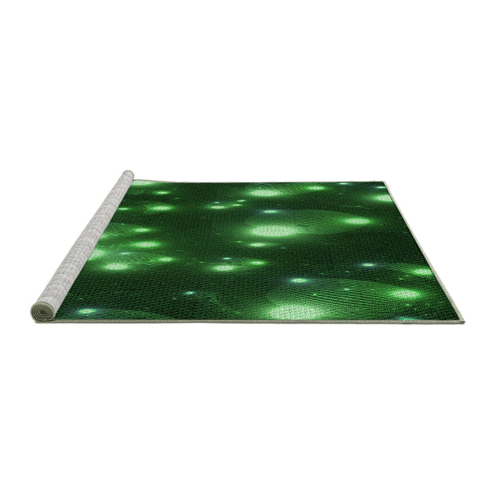 Sideview of Machine Washable Transitional Dark Forest Green Rug, wshpat15grn