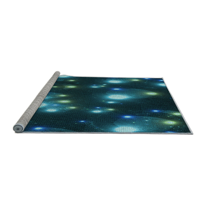 Sideview of Machine Washable Transitional Deep Teal Green Rug, wshpat15lblu