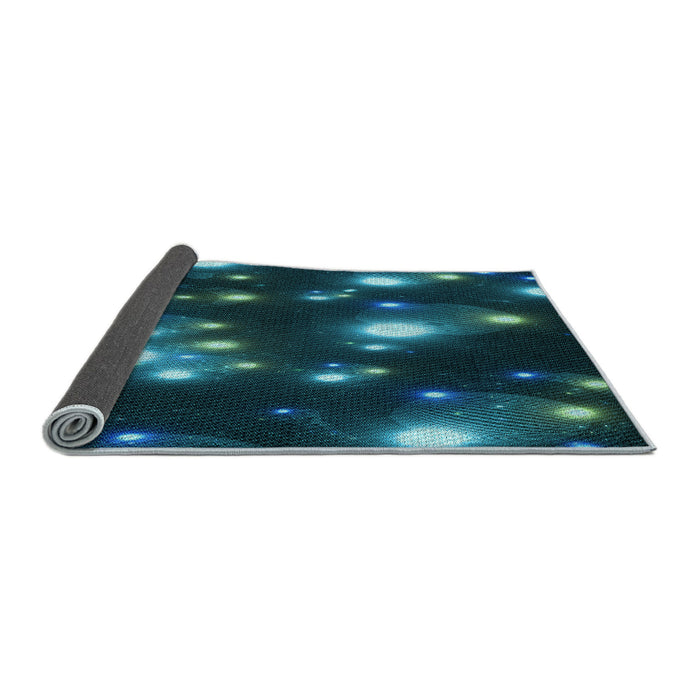 Thickness of Patterned Deep Teal Green Rug, pat15lblu