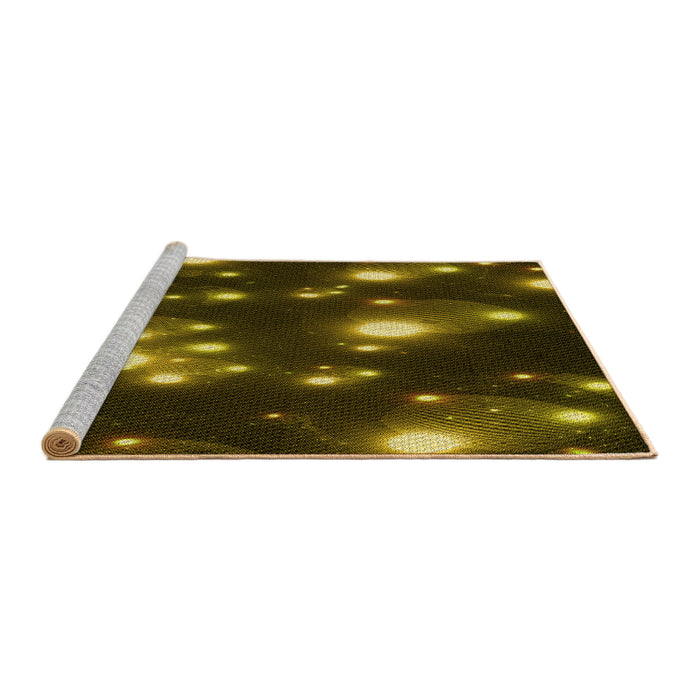 Sideview of Machine Washable Transitional Dark Yellow Green Rug, wshpat15yw