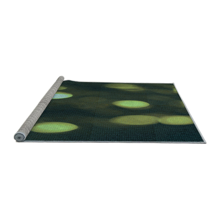 Sideview of Machine Washable Transitional Midnight Gray Rug, wshpat150lblu