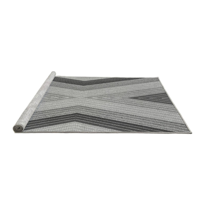 Sideview of Machine Washable Transitional Silver Gray Rug, wshpat1501gry
