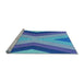 Sideview of Machine Washable Transitional Ocean Blue Rug, wshpat1501lblu