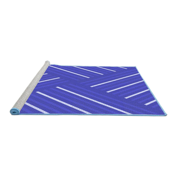 Sideview of Machine Washable Transitional Light Slate Blue Rug, wshpat1502blu