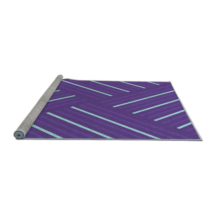 Sideview of Machine Washable Transitional Medium Slate Blue Rug, wshpat1502lblu