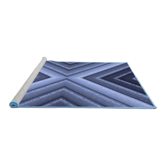 Sideview of Machine Washable Transitional Blue Rug, wshpat1503blu