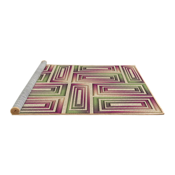 Sideview of Machine Washable Transitional Cherry Red Rug, wshpat1504brn