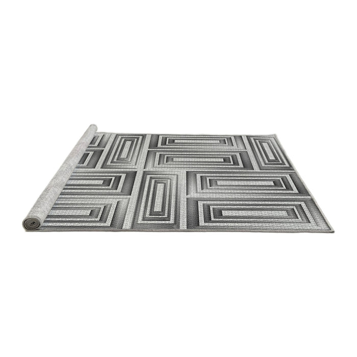 Sideview of Machine Washable Transitional Platinum Silver Gray Rug, wshpat1504gry
