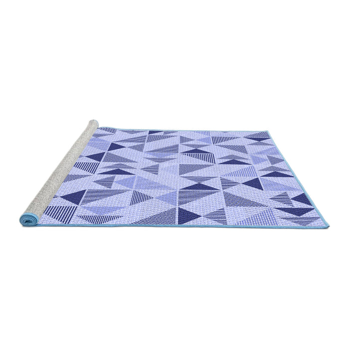 Sideview of Machine Washable Transitional Blue Rug, wshpat1505blu