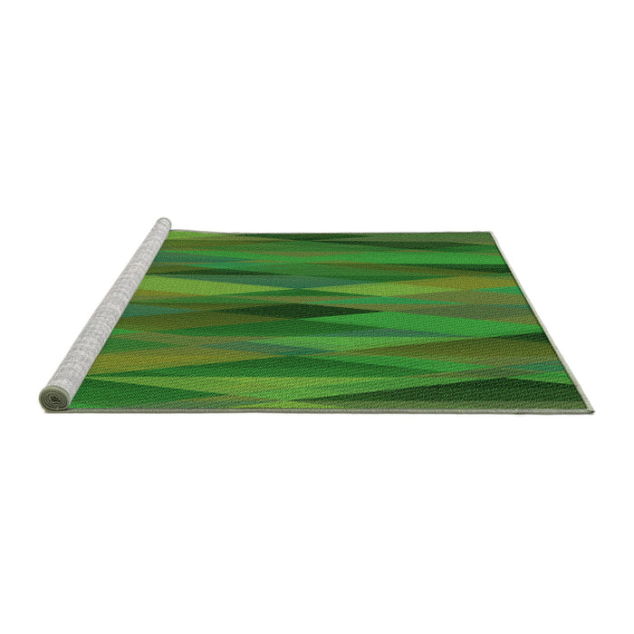 Sideview of Machine Washable Transitional Apple Green Rug, wshpat1506grn