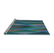 Sideview of Machine Washable Transitional Blue Rug, wshpat1506lblu