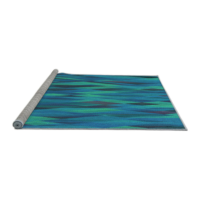 Sideview of Machine Washable Transitional Dark Turquoise Green Rug, wshpat1507lblu