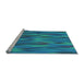 Sideview of Machine Washable Transitional Dark Turquoise Green Rug, wshpat1507lblu