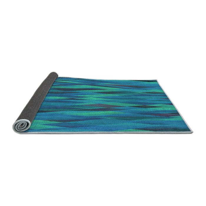 Thickness of Patterned Dark Turquoise Green Rug, pat1507lblu