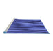 Sideview of Machine Washable Transitional Sapphire Blue Rug, wshpat1509blu