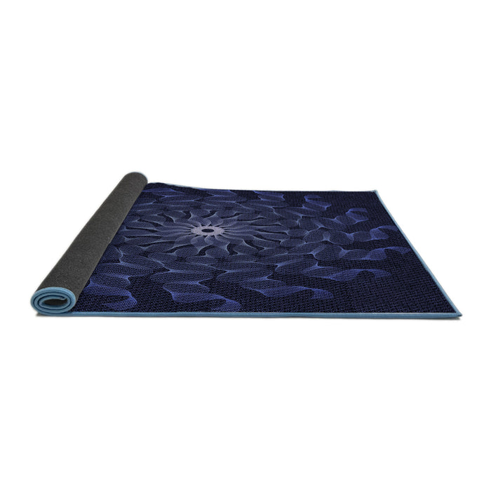 Thickness of Patterned Night Blue Rug, pat151blu