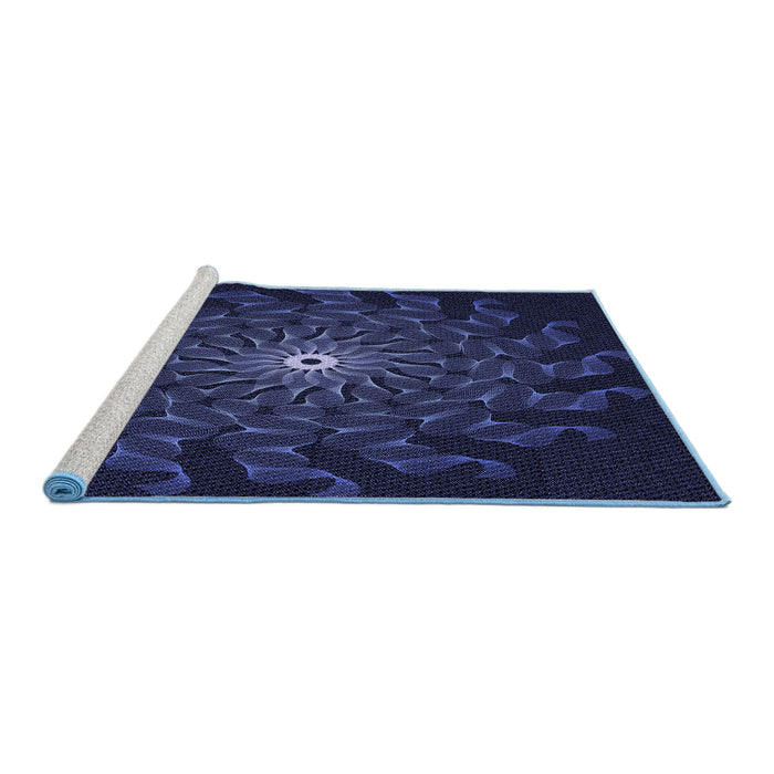 Sideview of Machine Washable Transitional Night Blue Rug, wshpat151blu