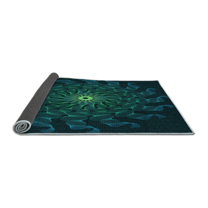 Thickness of Patterned Teal Green Rug, pat151lblu
