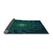 Thickness of Patterned Teal Green Rug, pat151lblu