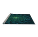 Sideview of Machine Washable Transitional Teal Green Rug, wshpat151lblu