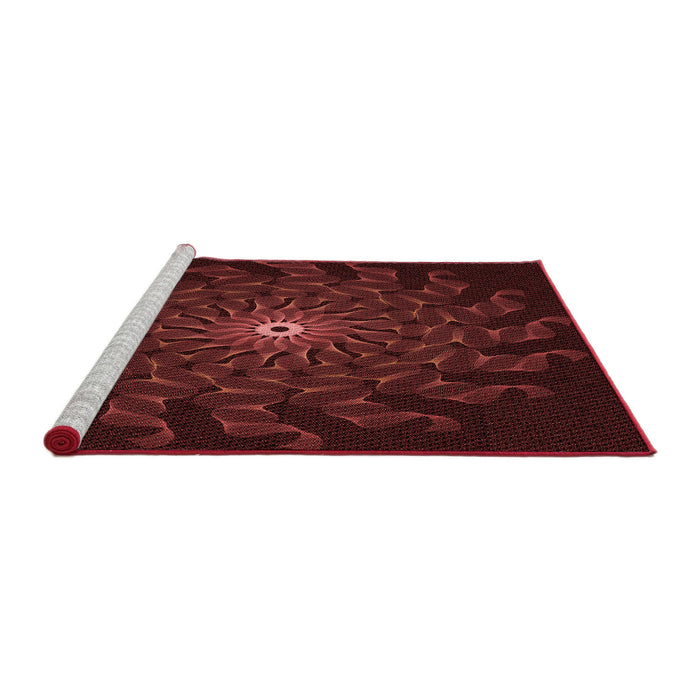 Sideview of Machine Washable Transitional Dark Scarlet Red Rug, wshpat151rd