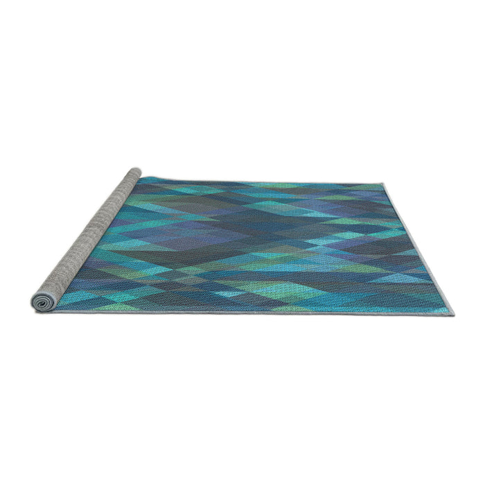 Sideview of Machine Washable Transitional Blue Rug, wshpat1510lblu