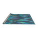 Sideview of Machine Washable Transitional Blue Rug, wshpat1510lblu