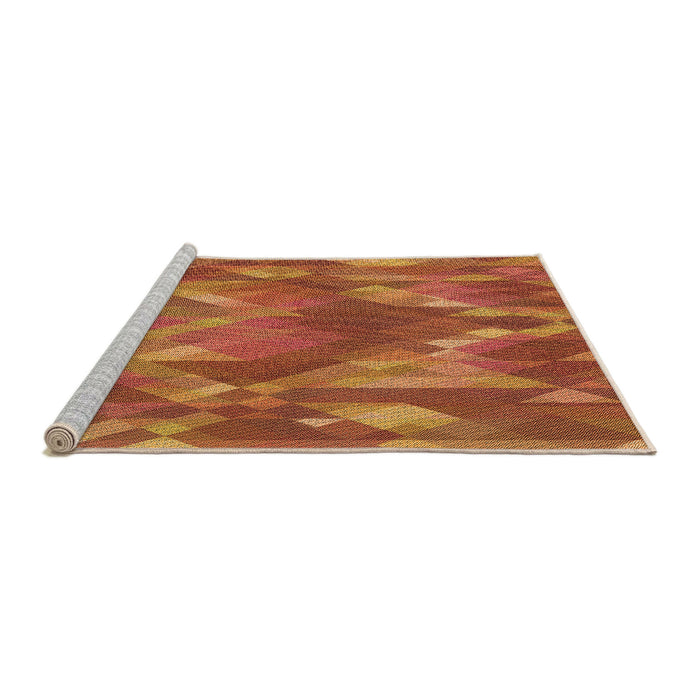 Sideview of Machine Washable Transitional Neon Orange Rug, wshpat1510org