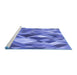 Sideview of Machine Washable Transitional Sky Blue Rug, wshpat1511blu