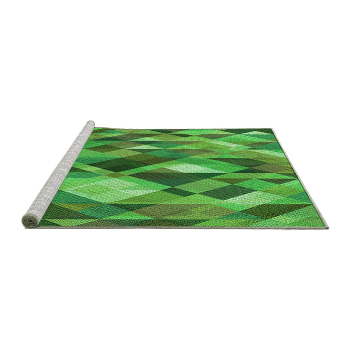 Sideview of Machine Washable Transitional Forest Green Rug, wshpat1511grn