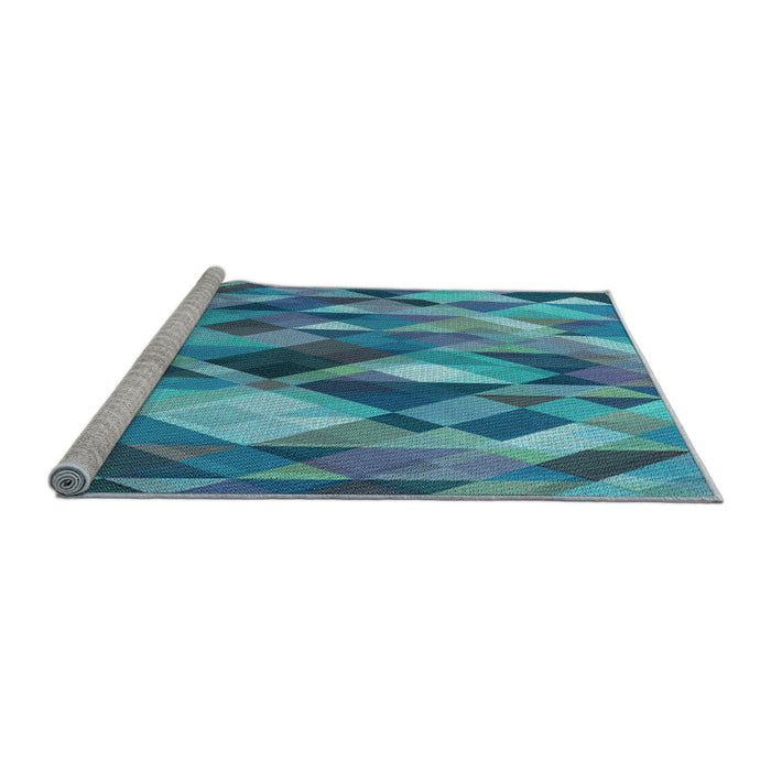 Sideview of Machine Washable Transitional Blue Rug, wshpat1511lblu